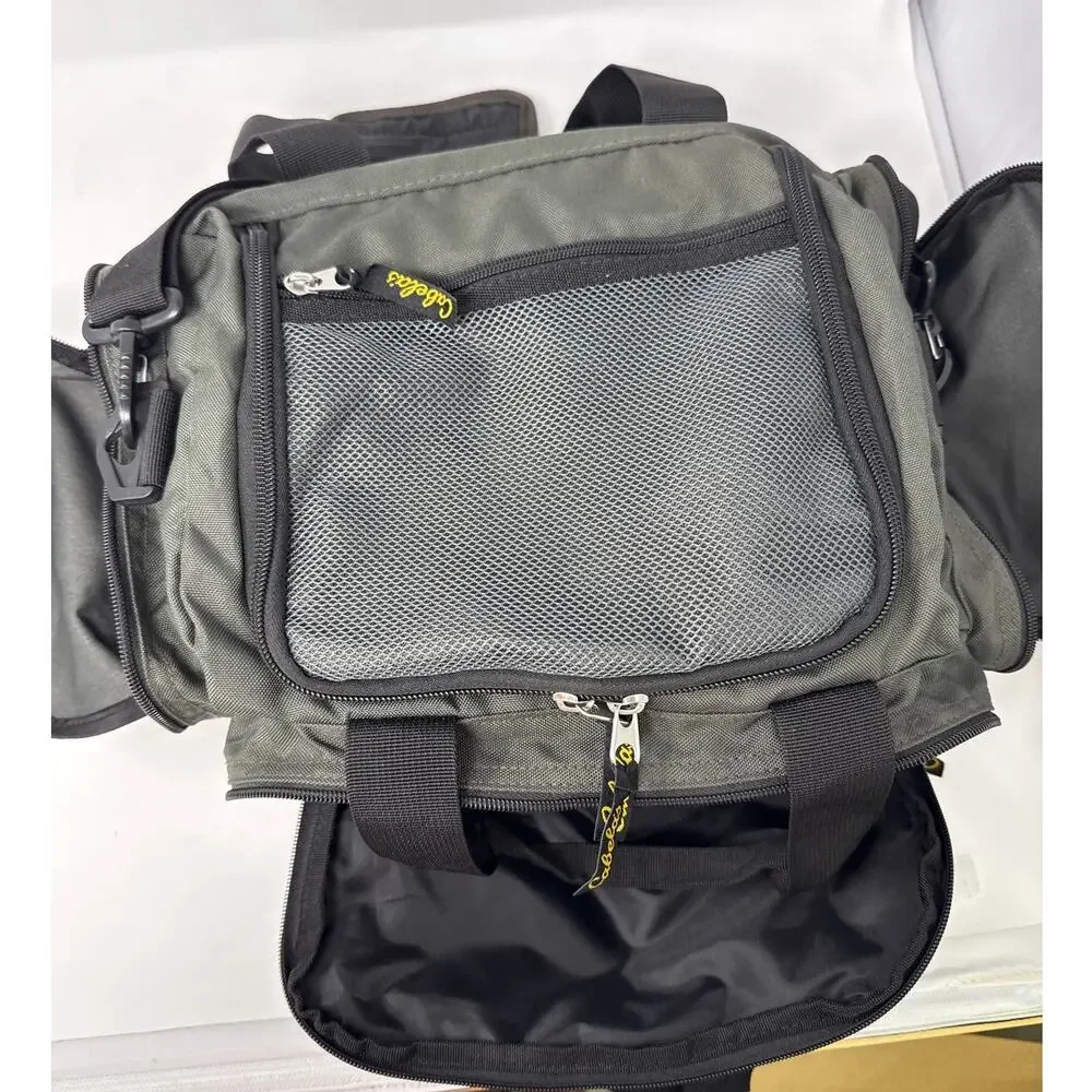 Cabela's Club Catch All Gear Bag, Green And Black Many Pockets Shoulder Strap
